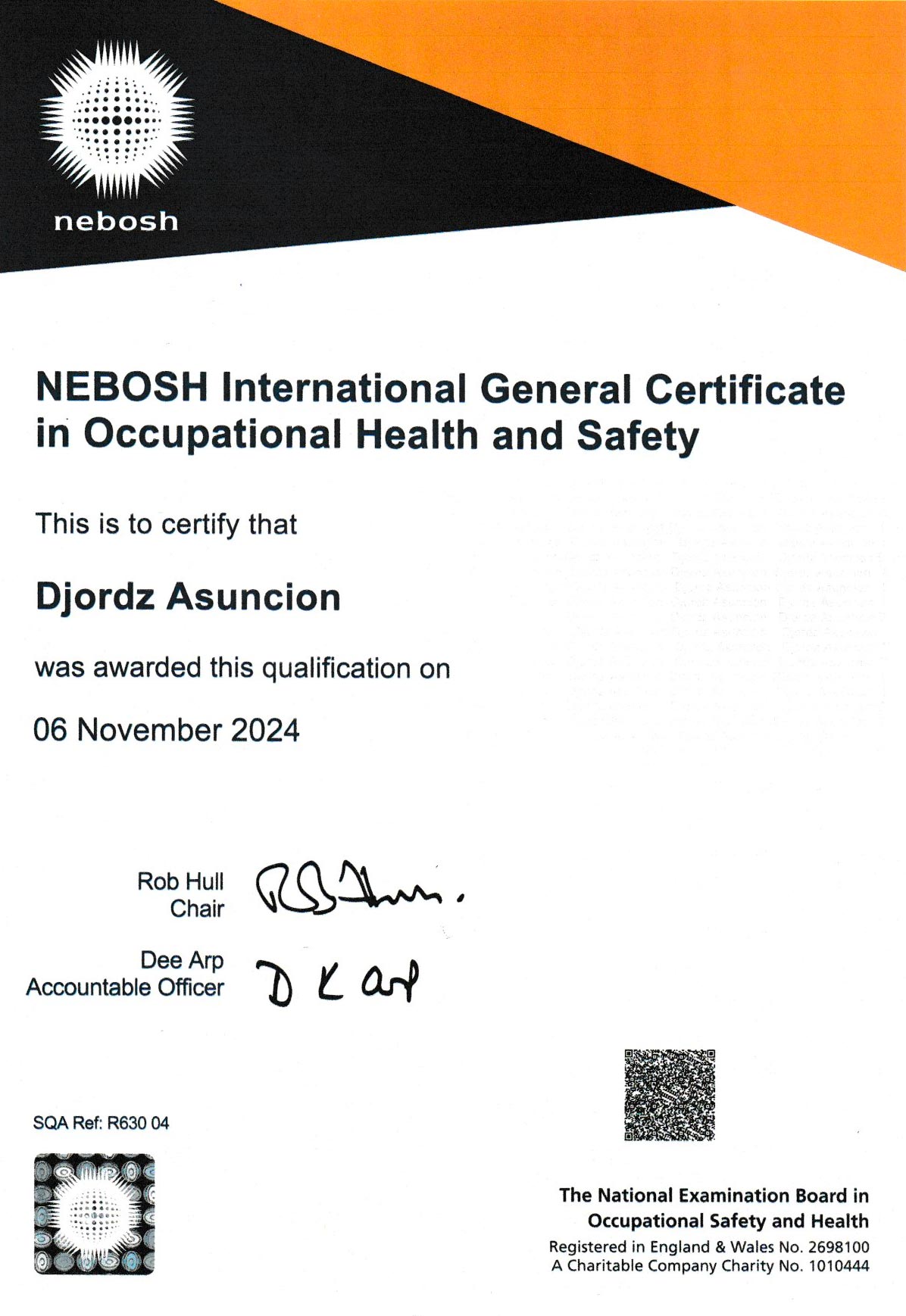 Nebosh Certificate JB Allo Sewage - 2024